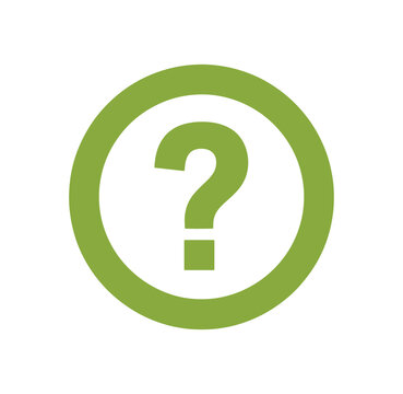Green question mark icon in a circle symbolizing inquiry and help  green query sign