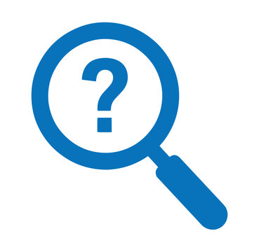 Magnifying glass with question mark symbol for search and inquiry purposes