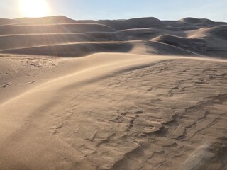 Sand cascades at Great Sand Dunes National Park, Colorado, USA at sunset © Elaine