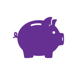 Obraz premium Purple piggy bank icon for saving money and finance simple flat design