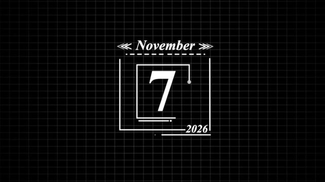 November 7th date display with grid background calendar. Highlighting date Very important date on the calendar.