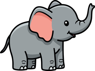 Fototapeta premium Cute Cartoon Elephant Illustration Isolated Simple Animal Art
