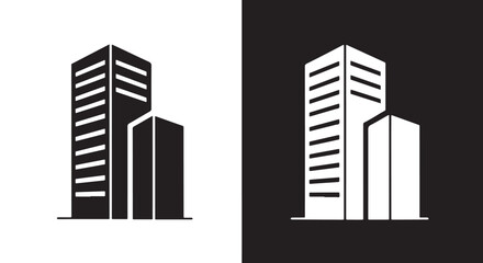 Fototapeta premium Skyscraper Icons: Business Buildings - Modern style icon - Glyph icon set - Glyph solid icon - Editable modern style icon