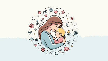 Obraz premium Mother Holding Baby in Her Arms.