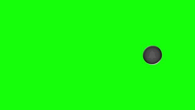Pop up transparent liquid glass subscribe like bell icon button clicked animation motion graphic with chroma green screen clip template 4k