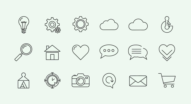 Collection of web and social media icons.