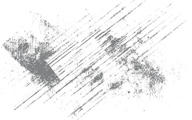 Gray distressed grunge texture with diagonal scratches and speckled noise on white background