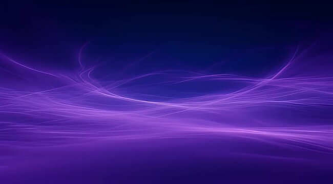 Ethereal purple light waves on dark background, flowing violet energy trails, abstract glowing smoke lines for cinematic motion graphics and video backdrops