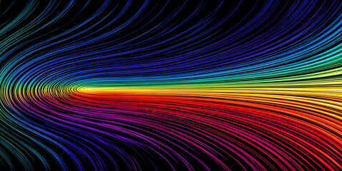 Fototapeta premium Abstract Rainbow Wave on Black Background, ai generated. 