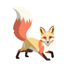 Obraz premium Dynamic geometric illustration of a vibrant fox, its sleek form capturing the agile spirit and clever essence of a wild animal through modern stylized art
