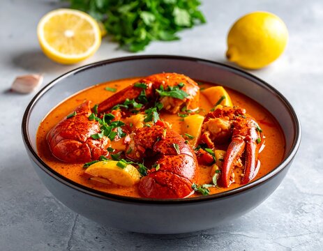 Delicious seafood chowder with herbs.