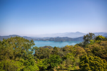 Fototapeta premium Cien Pagoda at Sun Moon Lake, Nantou County, Taiwan