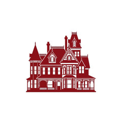 Fototapeta premium Vintage Victorian Mansion Architectural Design Icon with Ornate Details