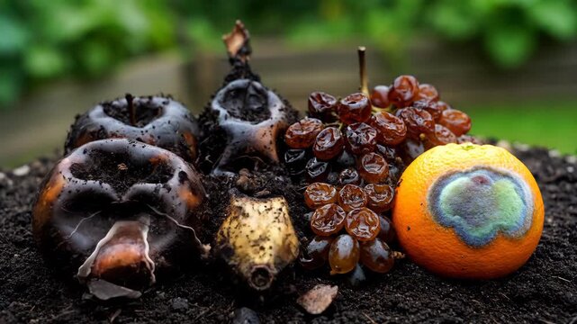 Fruits Decomposing and Composting Time Lapse Transformation