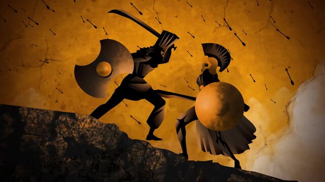 spartan warrior fighting persian immortal in battle