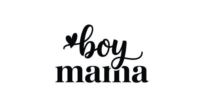 Black boy mama typography with heart detail on white background