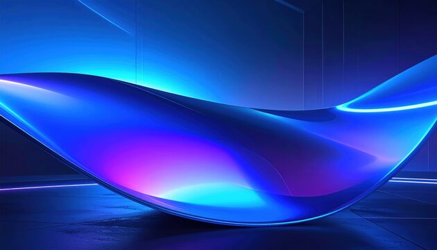 Abstract blue and purple wave with light trails, modern design.