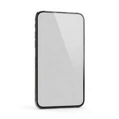 Fototapeta premium Black Smartphone with Blank Reflective Screen Isolated on White Background