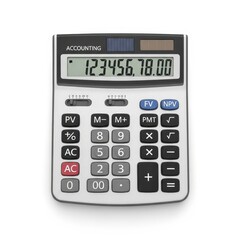 Financial Accounting Calculator Isolated on White Background Studio Shot