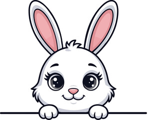 Obraz premium A cute little white bunny peeking over an edge.
