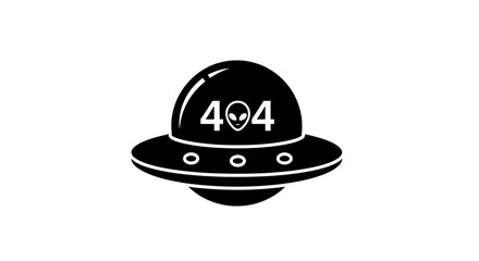 Fototapeta premium UFO Flying Saucer with 404 Error and Alien Icon - Vector Illustration