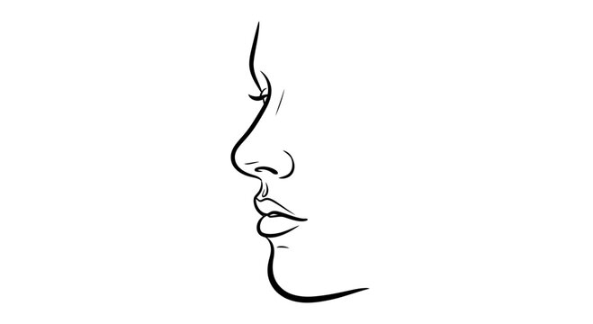 Minimalist Line Art Profile of a Woman's Face, Elegant and Simple Sketch