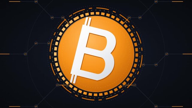Bitcoin cryptocurrency logo animation.