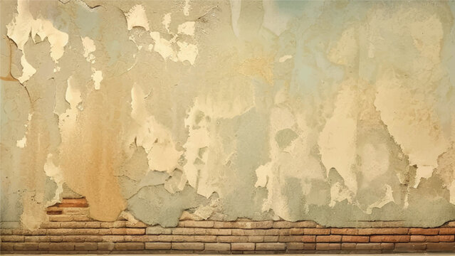 Old cracked plaster wall texture with peeling paint and grunge background. Wall texture background.