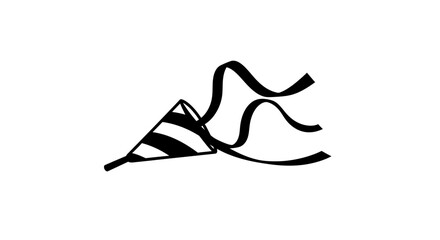 Obraz premium Party Popper Exploding With Streamers - Black and White Illustration