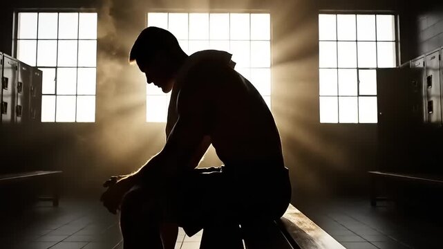 Man Sitting Alone in Dimly Lit Room.