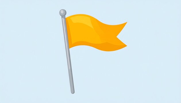 Cartoon illustration featuring a vibrant yellow flag waving from a silver pole against a light-blue, minimalist background