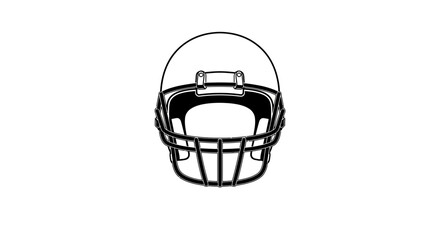American Football Helmet, Black and White, Sports Equipment, Protective Gear, Game Day Icon