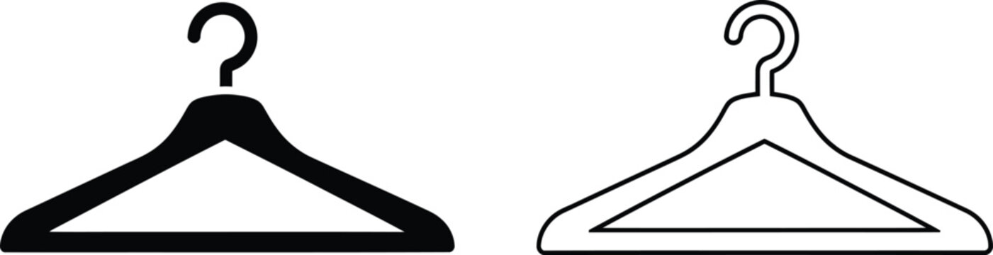 Clothes Hanger Silhouette and Line Icon Set Vector