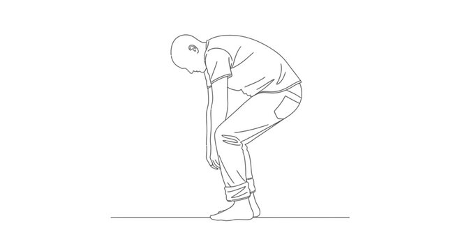 Man Bending Over, Exhausted, Tired, Low Energy, Feeling Down, Depressed, Sad