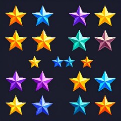 Fototapeta premium Collection of colorful star shapes icons.
