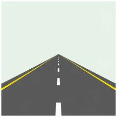 Straight Road with White Markings and Yellow Lines.