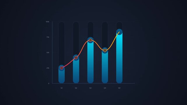 Business data analysis graph chart.