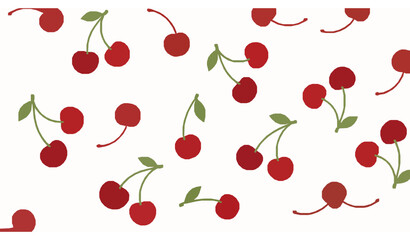 Cute red cherry seamless pattern flat fruit repeat background vector illustration © MstLiza
