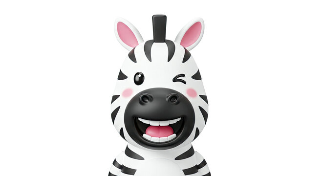Joyful Cartoon Zebra Winking and Smiling