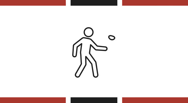 Person throwing frisbee, outdoor activity, sports icon, simple line art