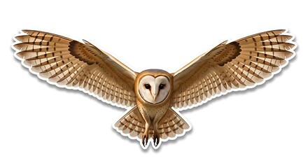 Fototapeta premium A majestic barn owl in flight with its wings spread wide, showcasing its intricate feather patterns and keen eyesight