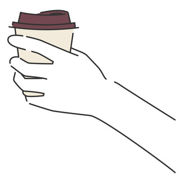 テイクアウトのコーヒーカップを持つ手2