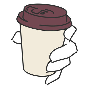 テイクアウトのコーヒーカップを持つ手3
