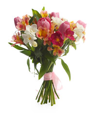 Beautiful bouquet of flowers isolated on white