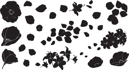 Fototapeta premium Black floral silhouettes on a white background illustration design