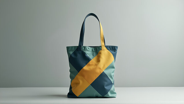 Geometric canvas tote bag, modern sustainable design