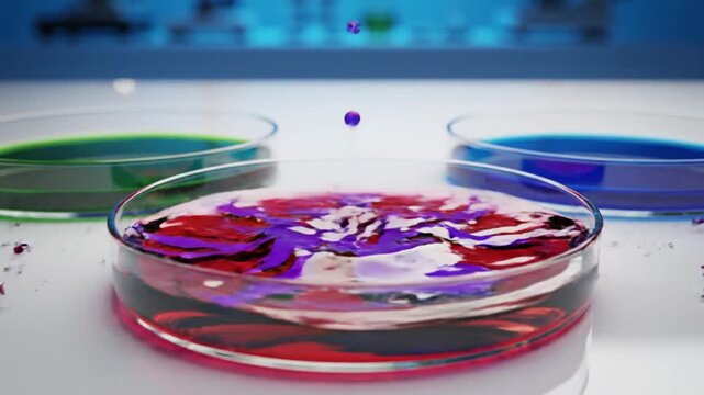 Close-up of a colorful hummingbird feeding on nectar from a bright pink flower, slow motion