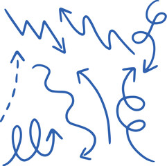 Fototapeta premium Hand-drawn Blue Arrows Set