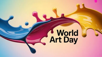 Naklejka premium Vibrant colorful paint splashes for world art day celebration