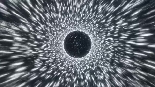 Abstract glowing particles tunnel light speed travel motion background